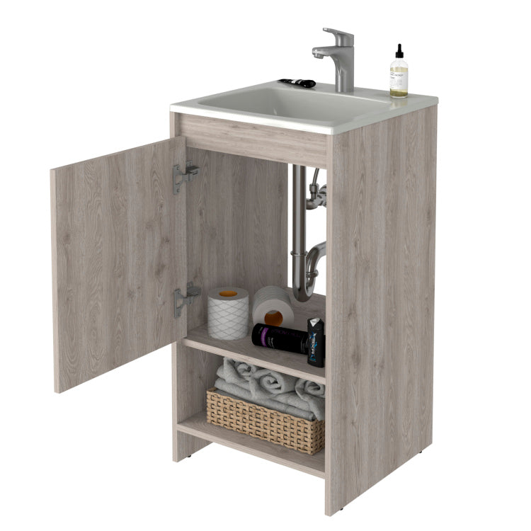 Chariot Free Standing Vanity Cabinet, One Open Shelf