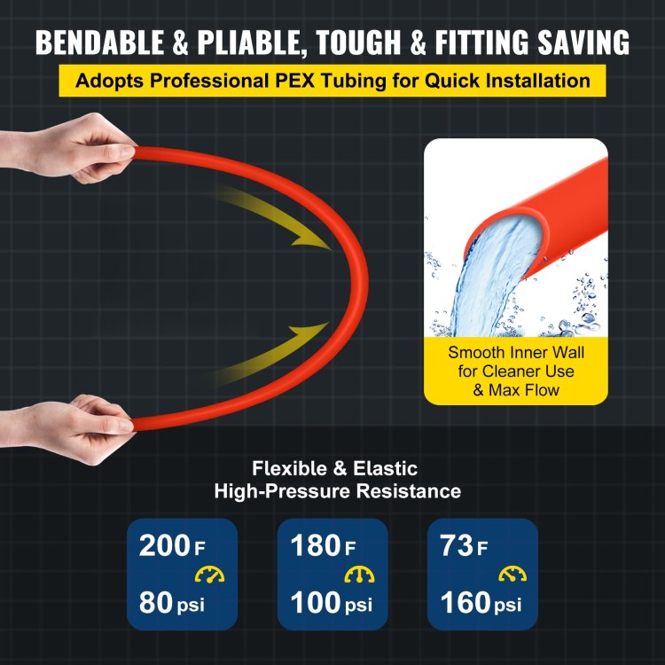 1000Ft Pex Tubing Pipe 1 2" Pex Tubing Oxygen Barrier Radiant Floor Pex Pipe Radiant Heat Floor Heating Plumbing Cold And Hot Water Tubing
