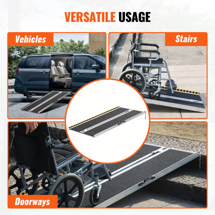 Portable Wheelchair Ramp, 4 Ft 800 Lbs Capacity, Non Slip Aluminum Folding Threshold Ramp, Foldable Mobility Scooter Ramp Wheel Chair Ramp, Handicap Ramp For Home Steps, Stairs, Doorways, Curbs