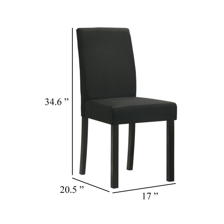 Syon Dining Chair Set Of 4, Black Wood Frame, Fabric Seat And Backrest