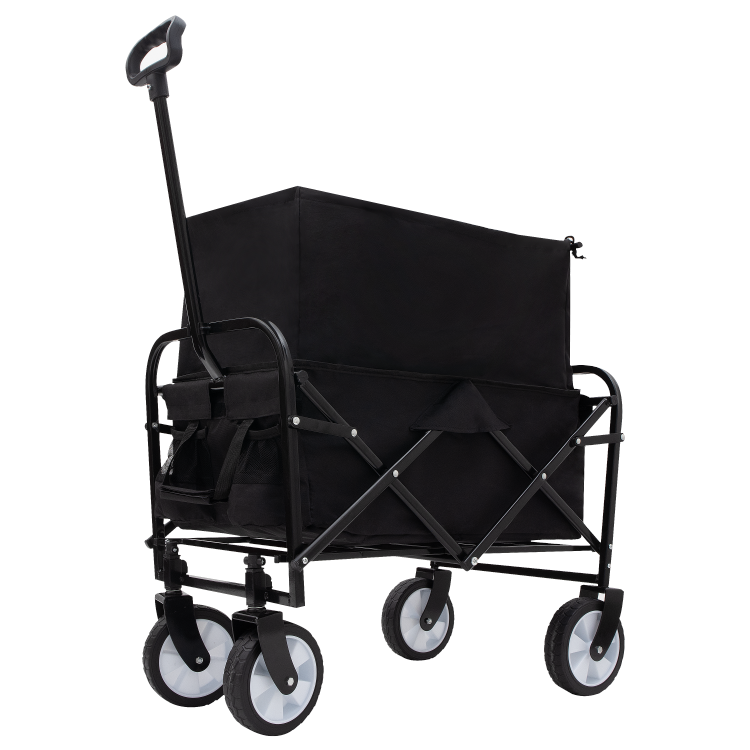 Minimeetall Extention Excollapsible Foldable Wagon Cart Beach Wagon Heavy Duty Utility Cart Utility Wagon Grocery Cart For For Camping Shopping Sports Gardeing Fishing Supports 225Lbs Black