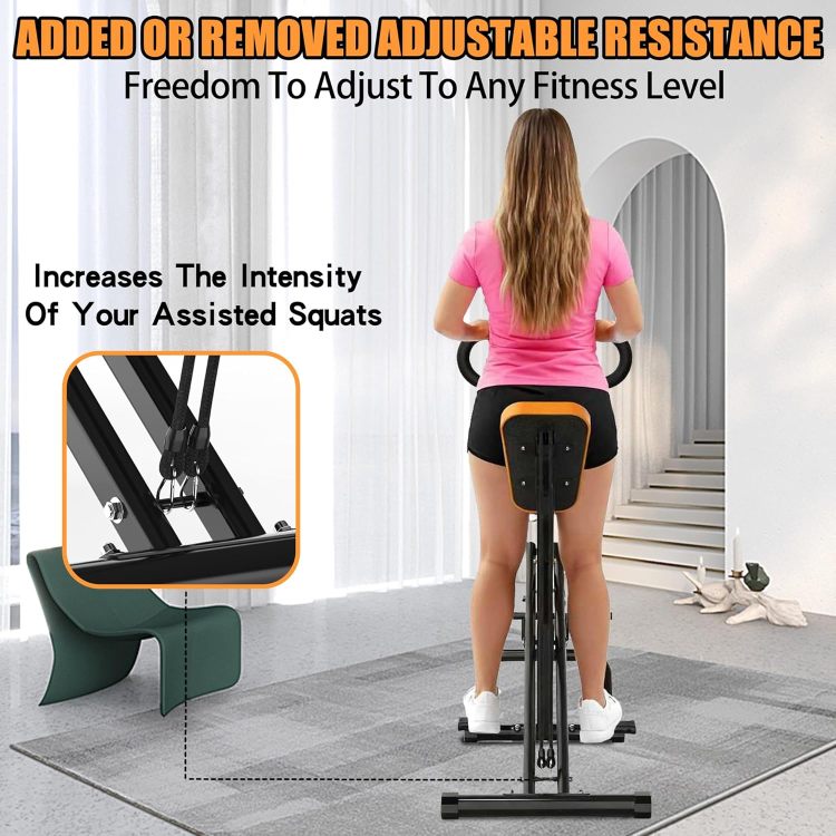 Squat Machine For Home, Assist Trainer For Glutes Workout Foldable With Resistance Bands, For Botty Glutes Butt Thighs, Ab Back Leg Press Hip Thrust For Home Gym Fitness Black