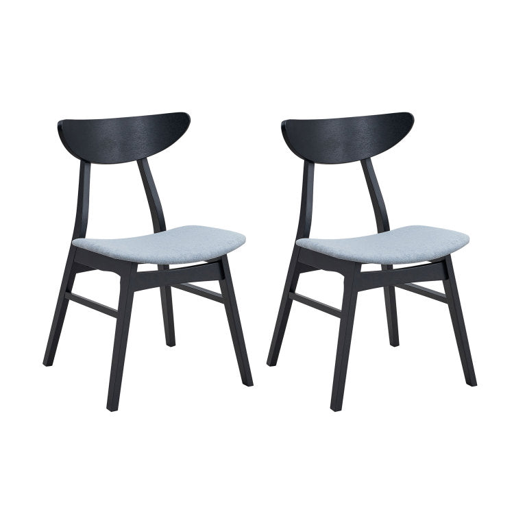 Wooden Dining Chairs Set Of 2, Modern Soft Upholstered Kitchen Side Chairs,Wooden Frame Kitchen Chairs For Dining Room,Living Room,Restaurant,Black