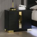 Attractive Beautiful Nightstand Bedroom Furniture Black And Gold Finish Bracketed Metal Legs 1Pc Bedside Table