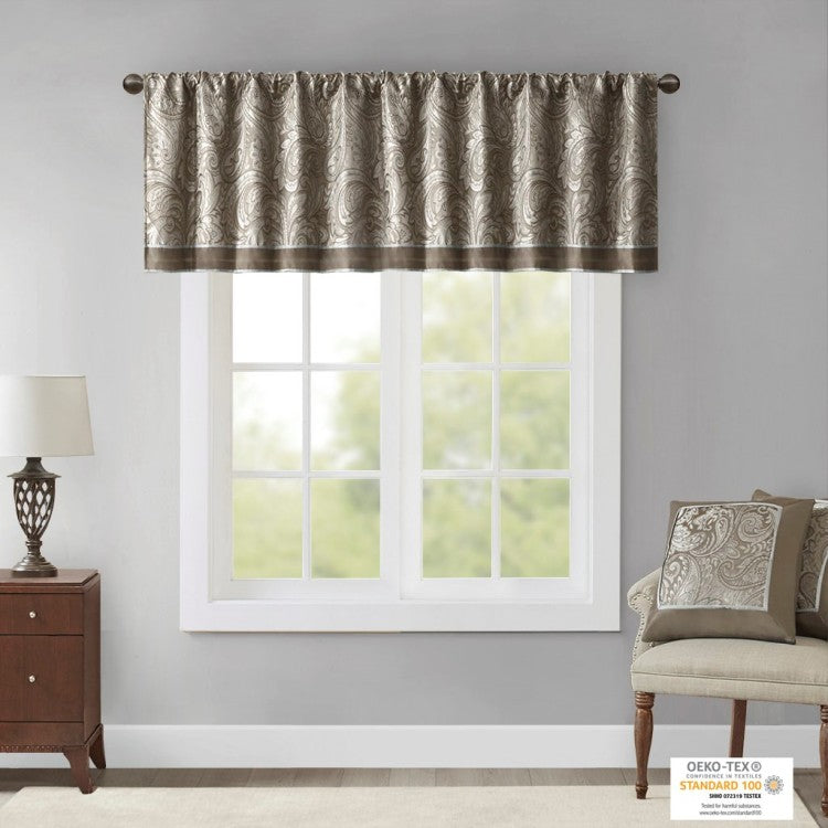 Jacquard Window Valance Blue Brown 50X18"