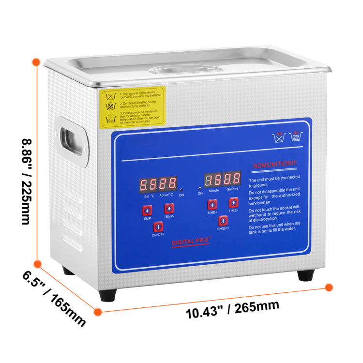Ultrasonic Cleaner With Digital Timer & Heater, Professional Ultra Sonic Jewelry Cleaner, Stainless Steel Heated Cleaning Machine For Glasses Watch Rings Small Parts Circuit Board 3L