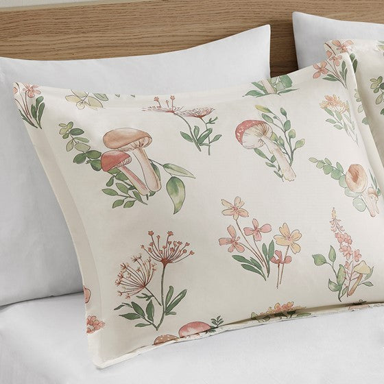Full Queen Mushroom Garden Comforter Set
