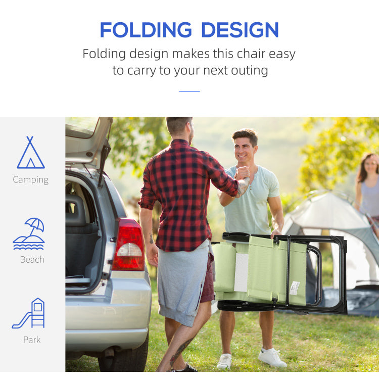 Outsunny Folding Patio Chairs Set Of 2, Outdoor Deck Chair With Adjustable Sling Back, Camping Chair With Removable Headrest For Garden, Backyard, Lawn, Green