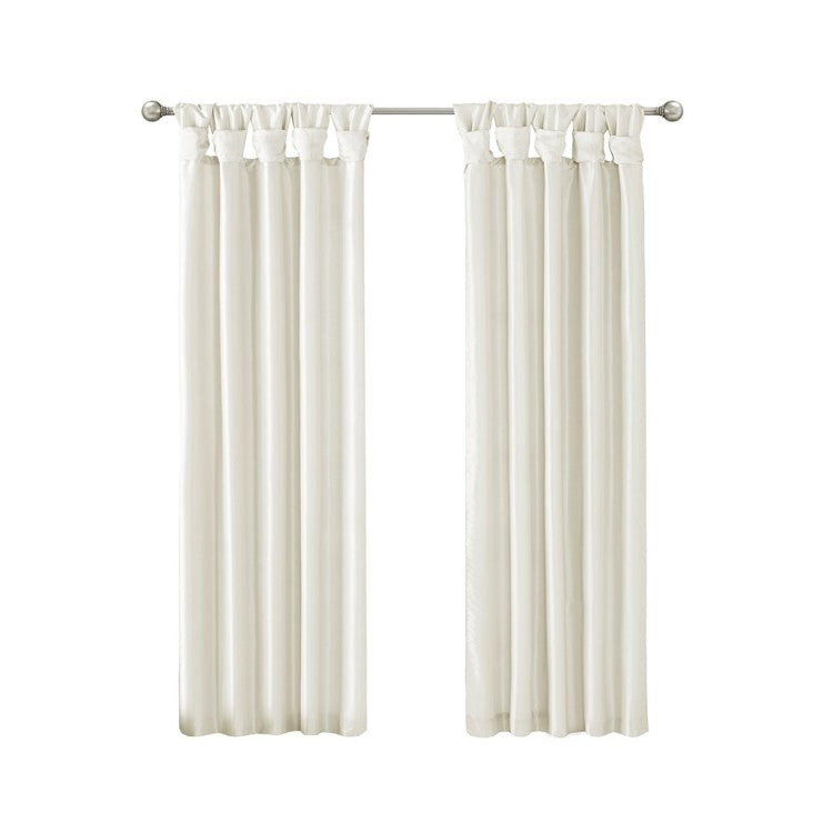 Twist Tab Lined Window Curtain Panel White 50X108"