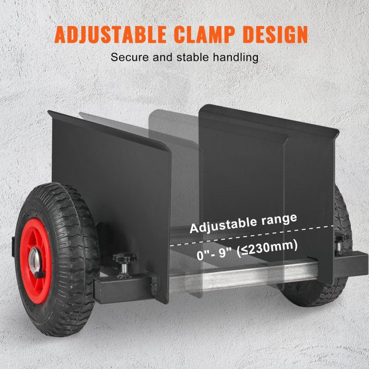 Panel Dolly, 600Lbs Capacity Slab Dolly, Heavy Duty Drywall Mover With 8" Pneumatic Wheels, Adjustable Clamp Panel Cart For Drywall Sheet, Material Handling, All Terrain Moving Cart