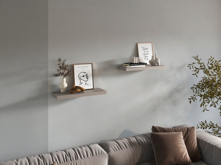 Floating Shelves 1.50" H, 2 Shelves, Taupe