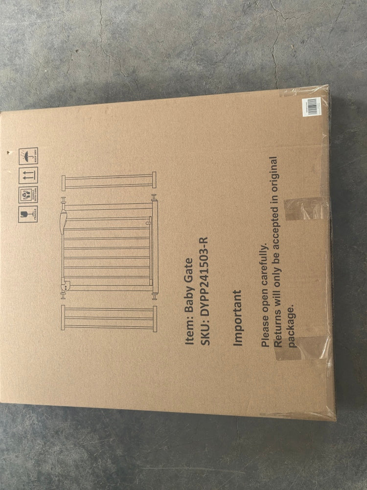 29.5 44.1" Wide Baby Gate For Stairs, Dog Gate Indoor For Doorways, No Drilling Pressure Mounted Pet Gates For Kids, Easy Walk Through Safety Gate, White