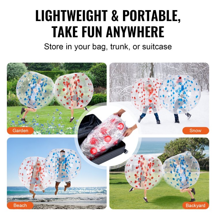 Inflatable Bumper Balls 2 Pack, 5Ft 1.5M Body Sumo Zorb Balls For Teen & Adult, 0.8Mm Thick Pvc Human Hamster Bubble Balls For Outdoor Team Gaming Play, Bumper Bopper Toys For Garden, Yard, Park
