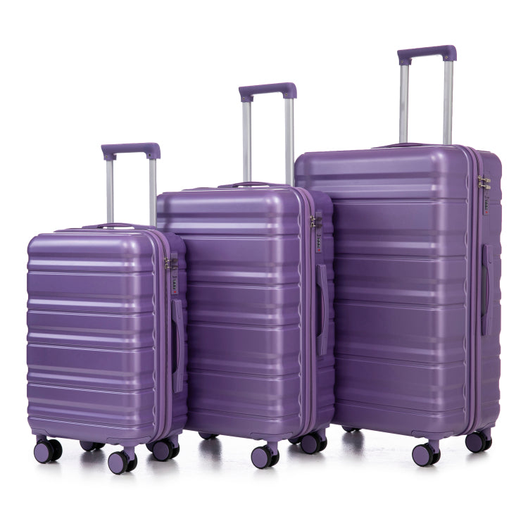 Hifine Tourist 20" 24" 28" 3 Pcs Set In Abs Spinner Wheel Luggage, Carry On Suitcase, Matching Color, Combination Lock Purple
