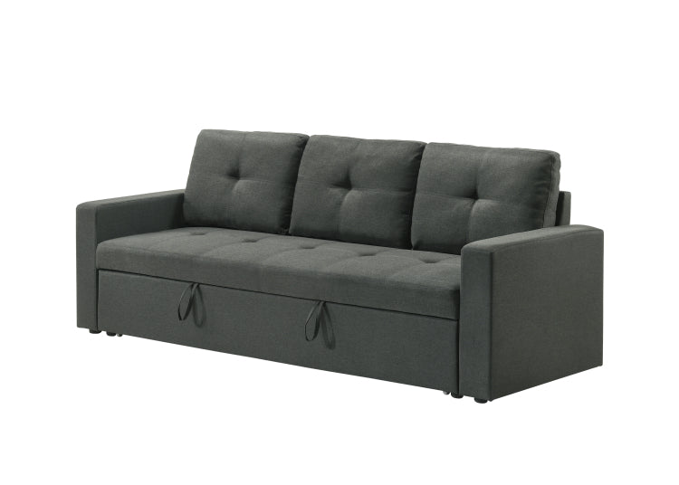 Burleigh 83.5"W Dark Gray Fabric Sleeper Sofa With Tufted Cushions