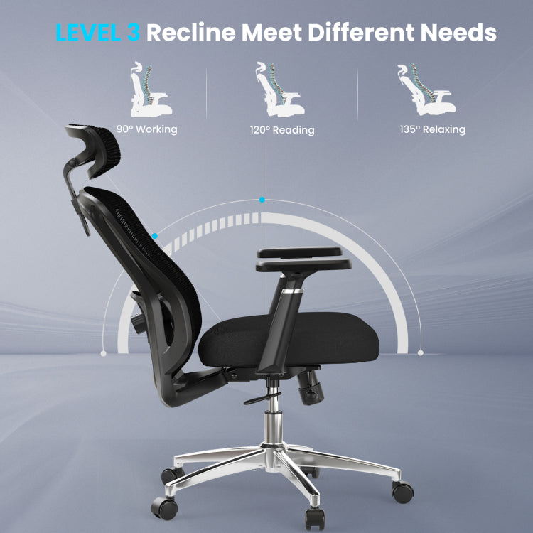 Office Chair Ergonomic Desk Chair, High Back Computer Chair With Wheels, Home Sutdy Chair For Heavy People, Office Chair Adjustable Seat Depth, 3D Armrests And Adjustable Headrest