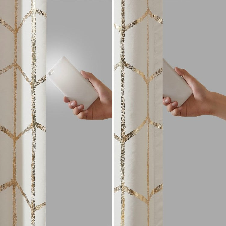 Total Blackout Metallic Print Grommet Top Curtain Panel Only 1 Pc Panel