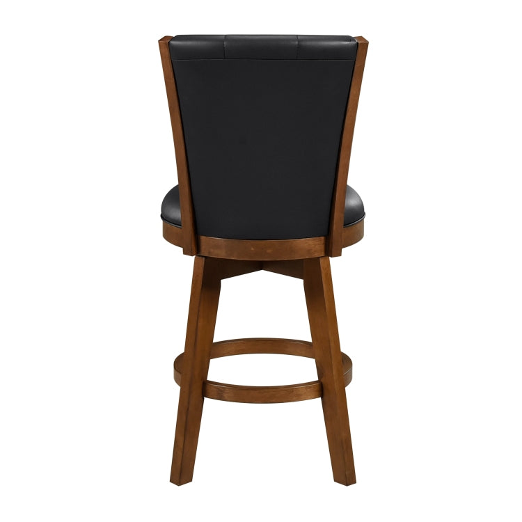 Swivel Counter Height Chairs Set Of 2, Button Tufted Upholstered Seat And Back Chestnut Finish Solid Wood Dining Furniture