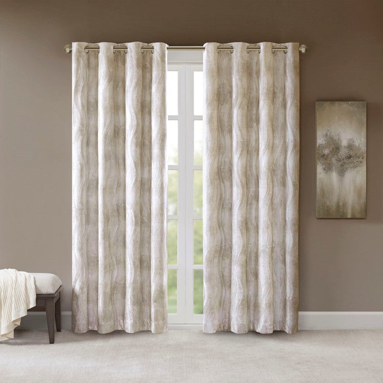 Printed Jacquard Grommet Top Total Blackout Curtain Panel Only 1 Pc Panel