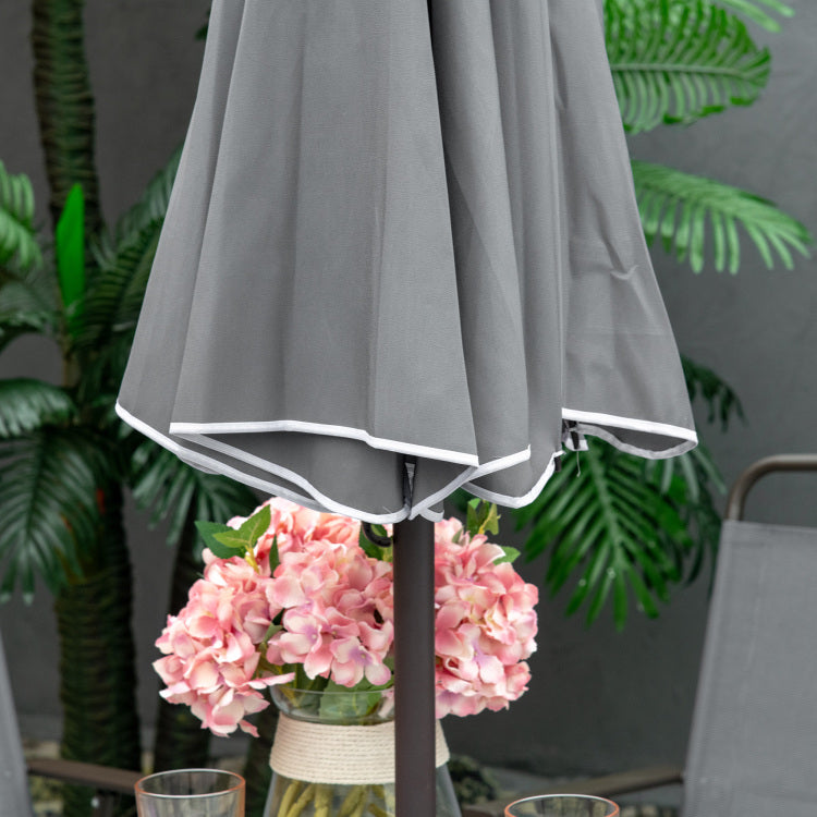 Outsunny 6 Piece Patio Dining Set For 4 With Umbrella, Outdoor Table And Chairs With 4 Folding Dining Chairs & Round Glass Table For Garden, Backyard And Poolside, Gray