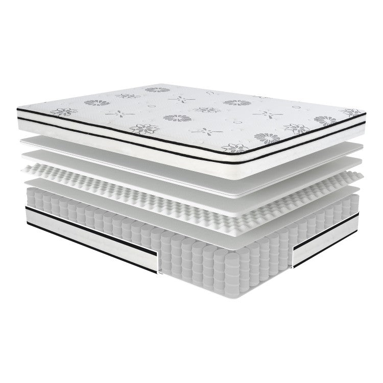 12 Inch Queen Mattress Highly Quilted Cover Hybrid Mattress, White, Plush Foam Mattress In A Box, Luxury Comfort Mattress