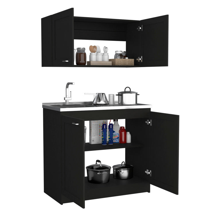 Cabinet, Two Parts Set, Black