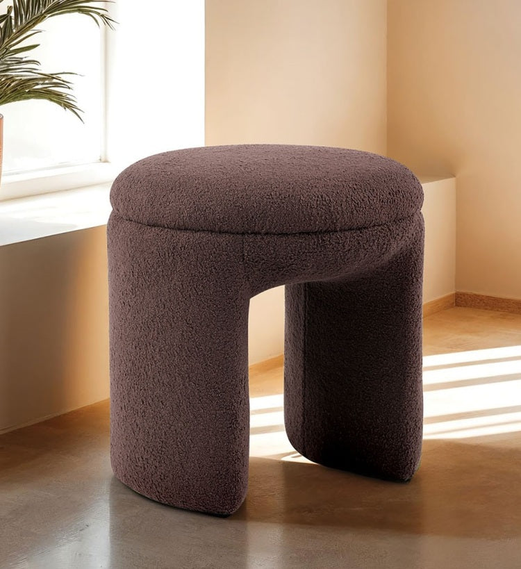 Brown Finish Round Top 1Pc Accent Stool Contemporary Style Bench Design Primary Living Room