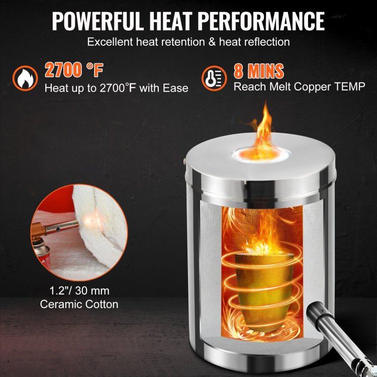 6Kg Propane Melting Furnace Kit Melting Furnace Stainless Steel 2700