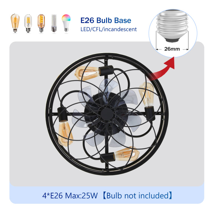 20" Low Profile Fabric Farmhouse Bladeless With Remote Control,Low Profile Modern Enclosed S With Reversible Motor For Living Room, Bedroom,Kitchen Not Included Bulbs