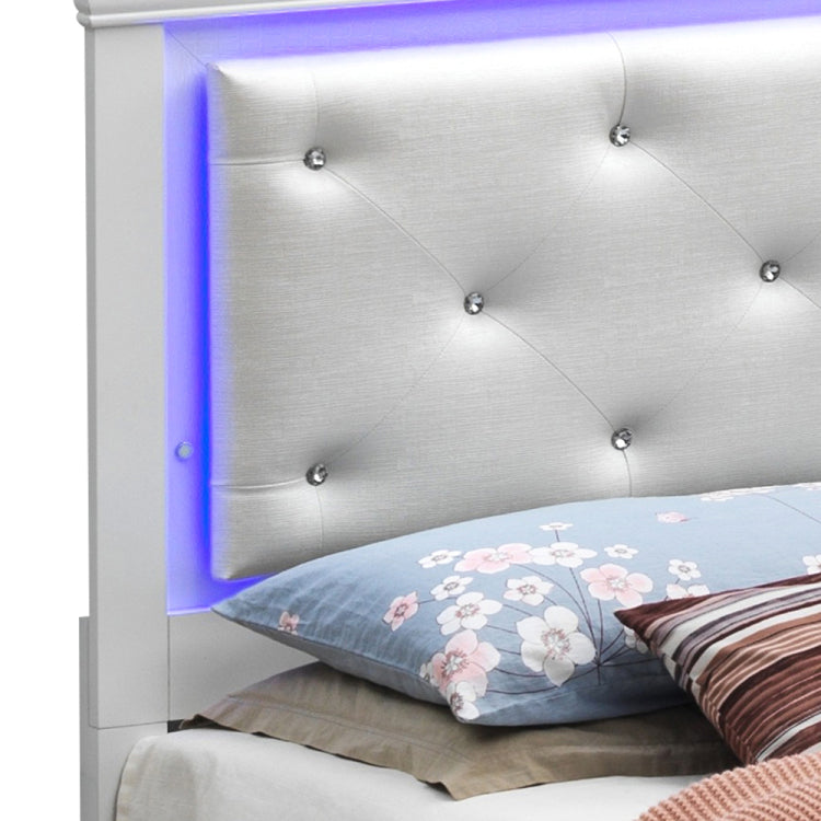Elegant Silver Champagne Queen Bed