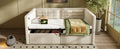 Upholstered Twin Size Daybed, Hydraulic Storage Twin Bed Frame With Usb & Type C Charging, Bed Frame With Wooden Slats And Tufted Sofa Back, Beige, Velvet Without Mattress