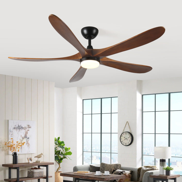 62 Inch Solid Wood With Remote Control With Light Led Modern Dc Dc Motor Indoor Outdoor 5 Blade For Patios, Bedrooms And Farmhouses