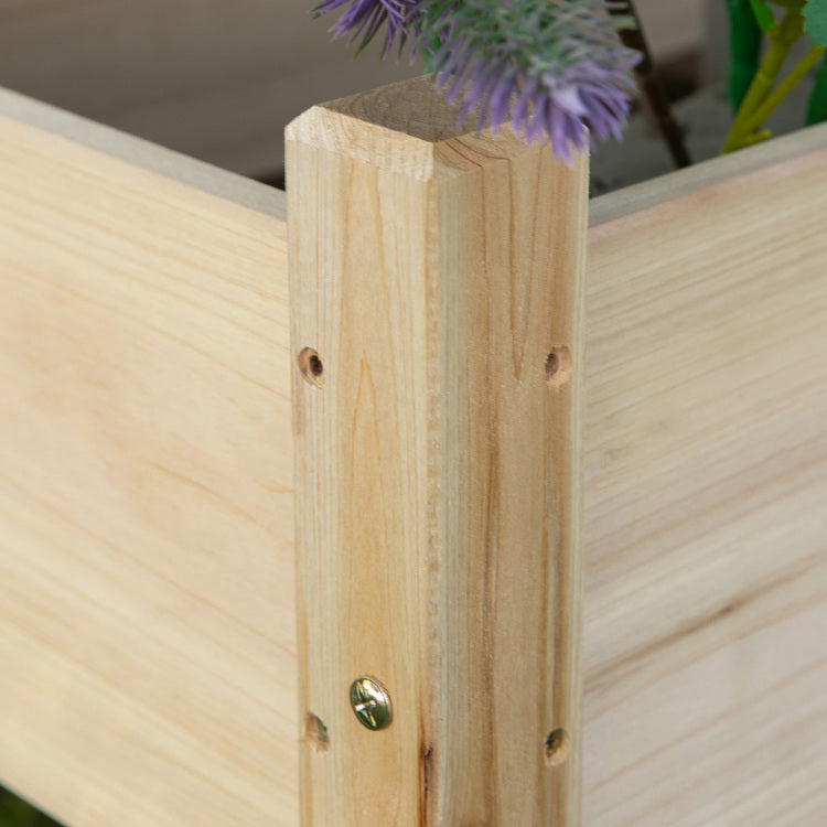Outsunny 34"X34"X28" Raised Garden Bed, 2 Tier Elevated Wood Planter Box For Backyard, Patio To Grow Vegetables, Herbs, And Flowers, Natural