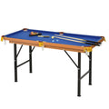 Soozier 55" Portable Folding Billiards Table Game Pool Table For Whole Family Number Use With Cues, Ball, Rack, Chalk, Blue