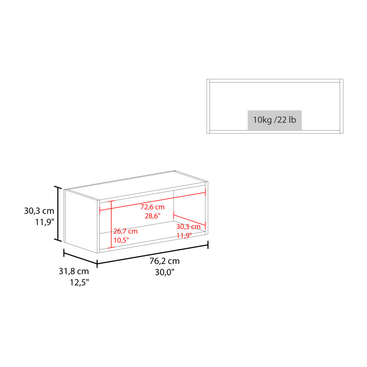 Wall Cabinet 12" H, 1 Spacious Shelf, White