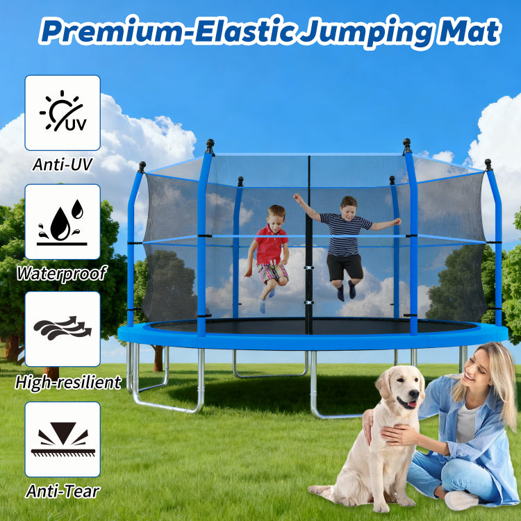 14Ft Trampoline With Ladder And Enclosure Net For Kids And Adults, Heavy Duty 14' Outdoor Trampoline For Backyard