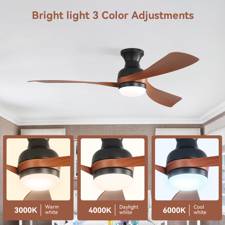 52 Inch And Remote Control,With 3 Abs Fan Blades,Flush Mount With Reversible Dc Motor,6 Wind Speed Adjustable,Dimmable Light