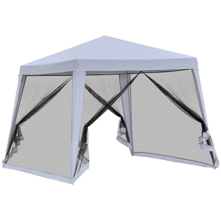 Outsunny 10'X10' Outdoor Canopy Tent, Slant Leg Sun Shelter With Mesh Sidewalls, Patio Tents For Parties, Grey