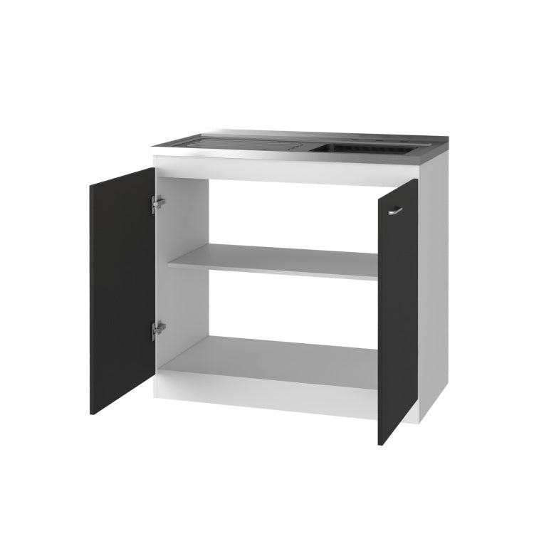 Oklahoma Utility Sink, Double Door Cabinet, Stainless Steel Countertop