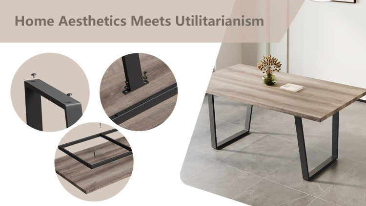 62.9 Inch Rectangular Mdf Dining Table, Simple And Modern Design, 6 Person Dining Table, Perfect For Kitchen And Dining Rooms