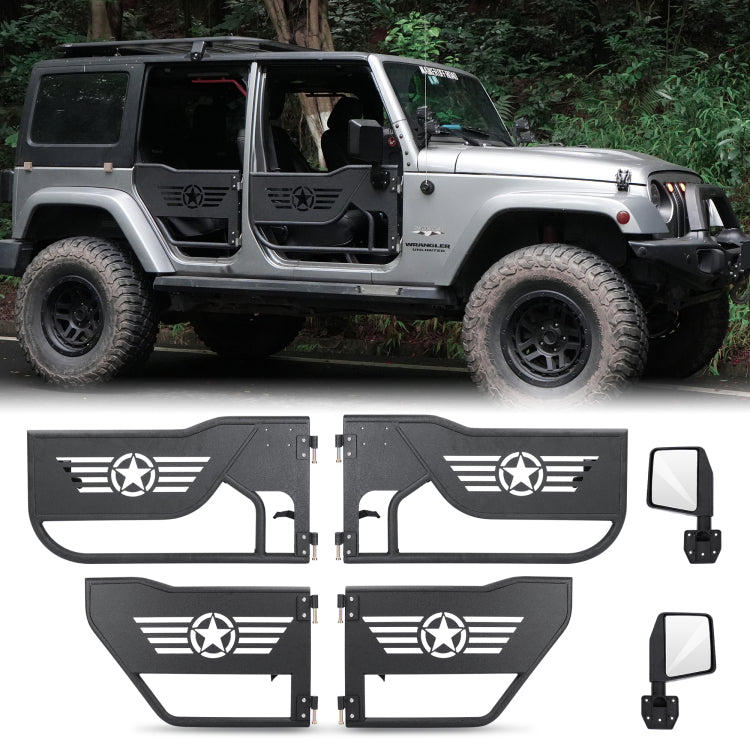 Off Road Steel Tubular Door With Side View Mirror For 2007 2018 Jeep Wrangler Jk 4 Door