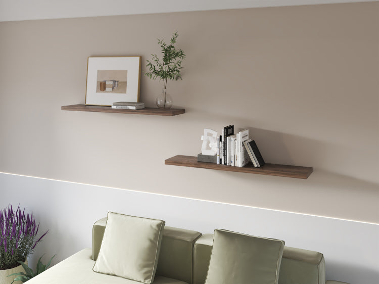 Greer Floating Shelf In Melamine X2, Dark Brown