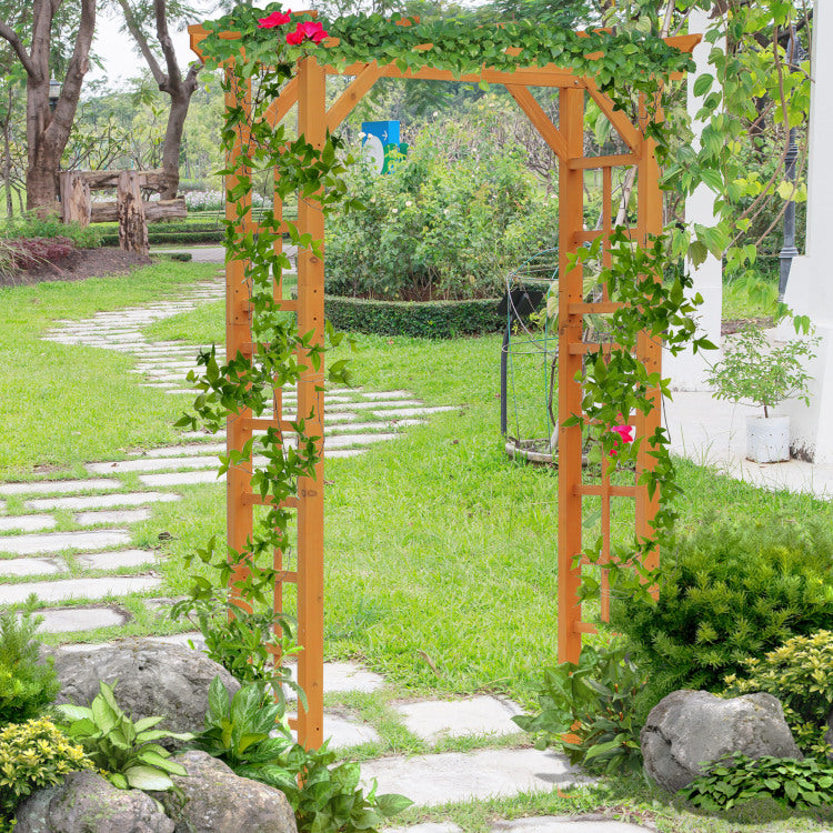 Outsunny 85" Wooden Garden Arbor For Wedding And Ceremony, Outdoor Garden Arch Trellis For Climbing Vines Orange