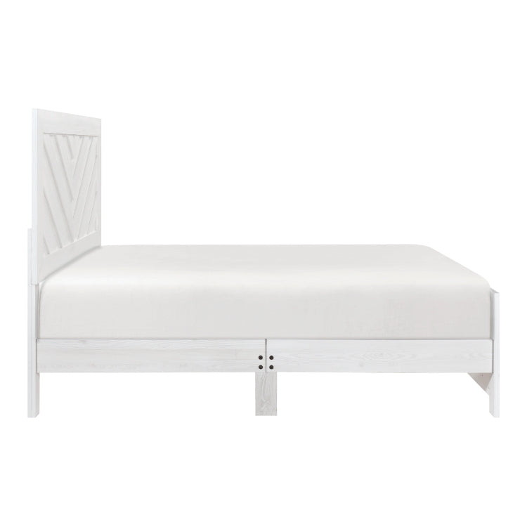 Contemporary White Finish Queen Size Panel Bed Wooden Bedroom Furniture 1Pc, Bed In A Box