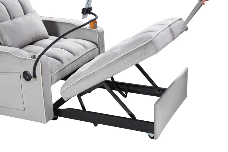 Convertible Sleeper Chair Sofa Bed Adjustable Pull Out Sleeper Chair Bed Multi Pockets Folding Sofa Bed For Living Room Bedroom Small Space,3 In 1 Sofa Bed