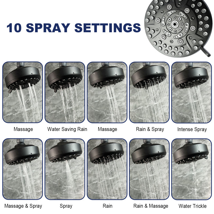 High Pressure Rain Shower Head With 10 Spray Modes, 4.7 Inch Fixed Bathroom Rainfall Showerhead With Adjustable Swivel Ball Joint, Bathroom Accessories