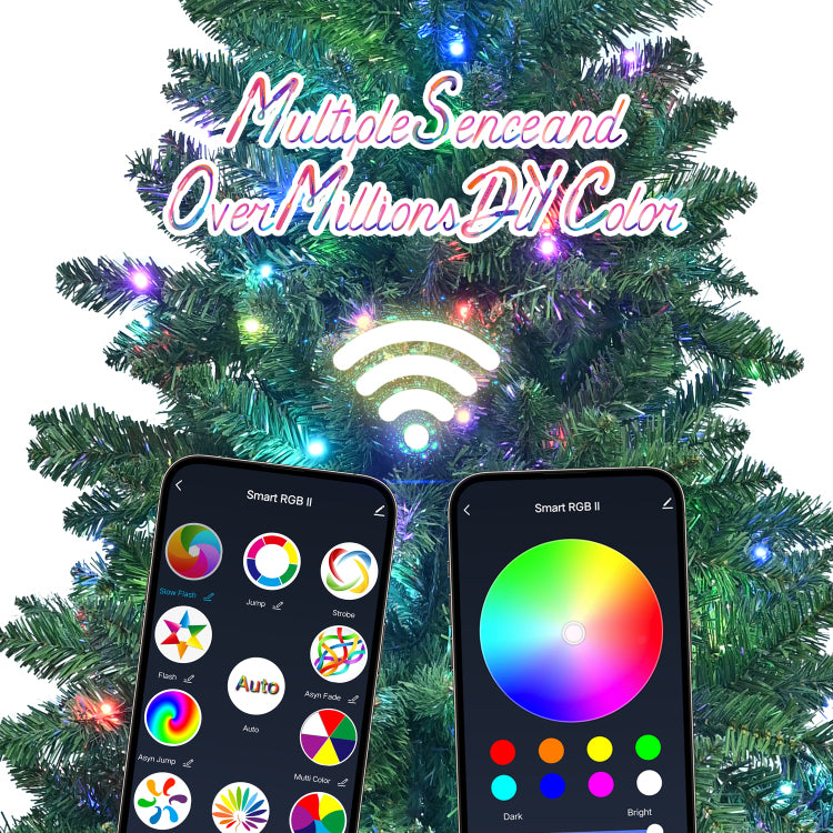 6Ft Green Christmas Tree With 300 Wifi Controlled Rgb Led Lights, 751 Pvc Tips, 38 Light Functions, Music Sync, Hinged Structure & Metal Stand Smart App Controlled Holiday Tree