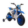 Aosom 12V Kids Motorcycle Dirt Bike Electric Battery Powered Ride On Toy Off Road Street Bike With Charging Battery, Training Wheels Blue