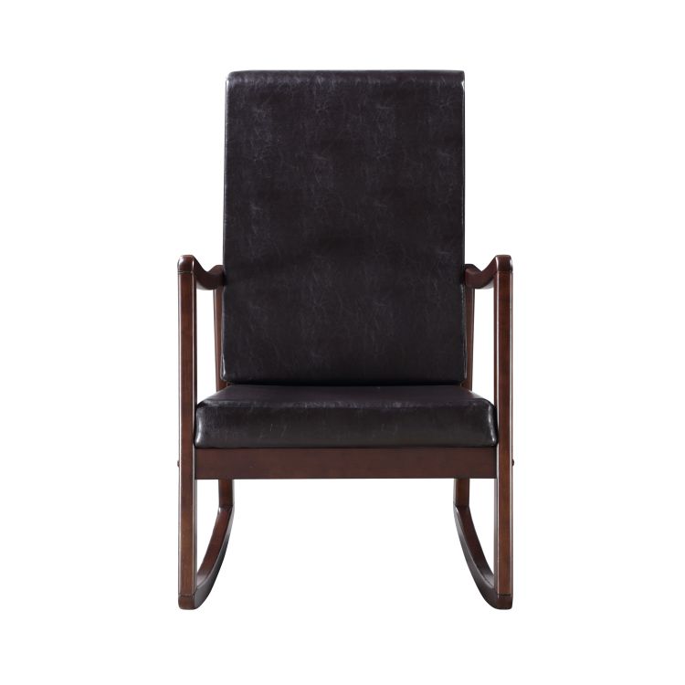 Raina Dark Brown Synthenic Leather & Espresso Finish Rocking Chair
