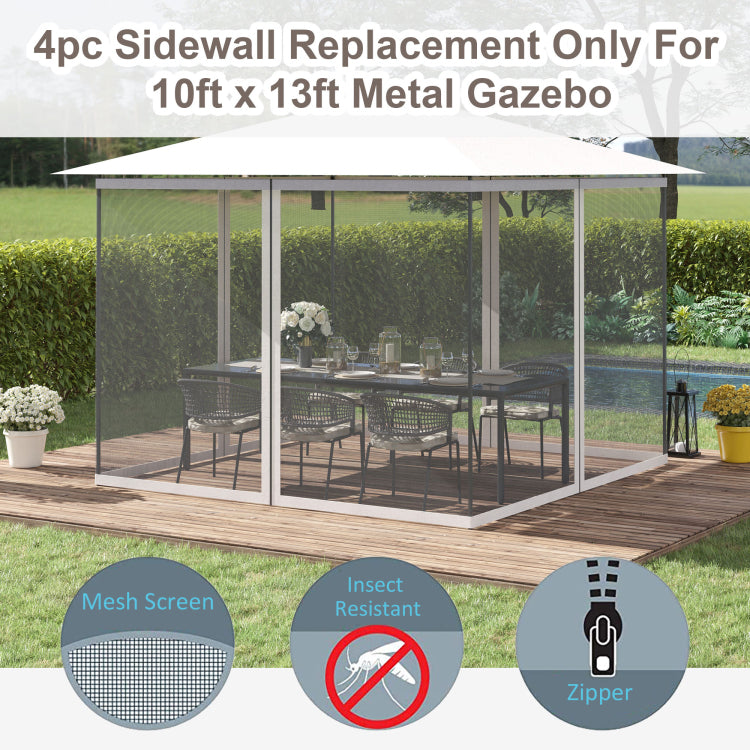 Outsunny 10' X 13' Replacement Mesh Sidewall Netting For Patio Gazebos And Canopy Tents With Zippers Sidewall Only , White